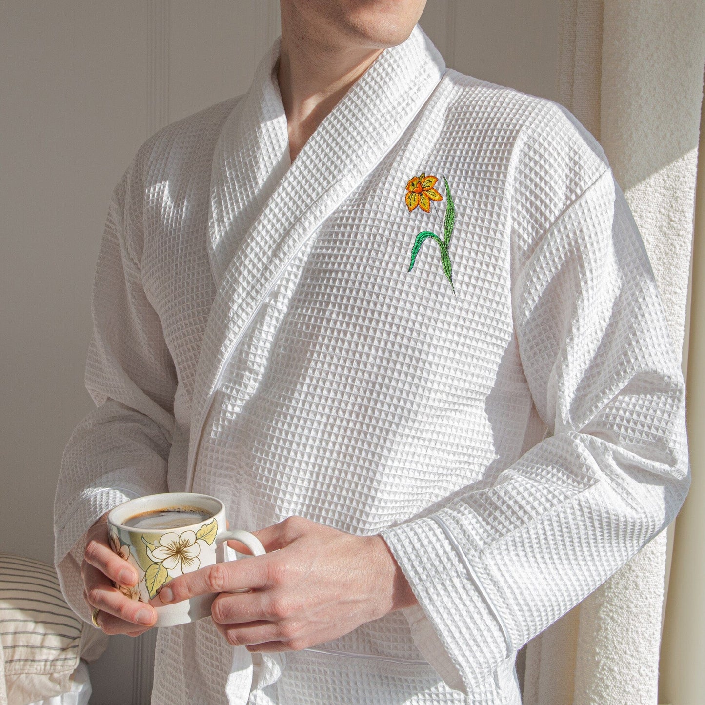 Waffle Dressing Gown with Birth Flower