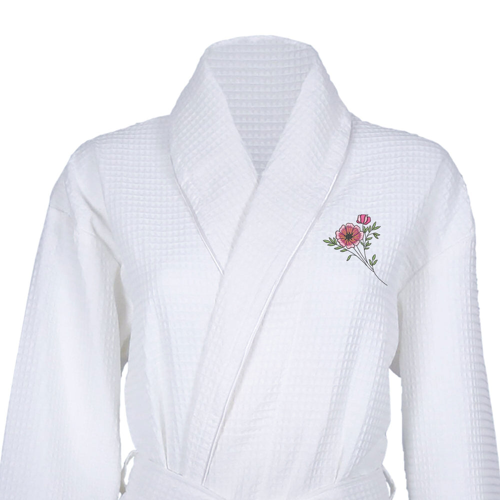 Waffle Dressing Gown with Birth Flower
