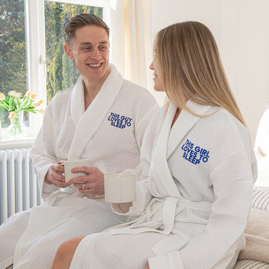 Waffle Dressing Gown with LOVES TO SLEEP Logo