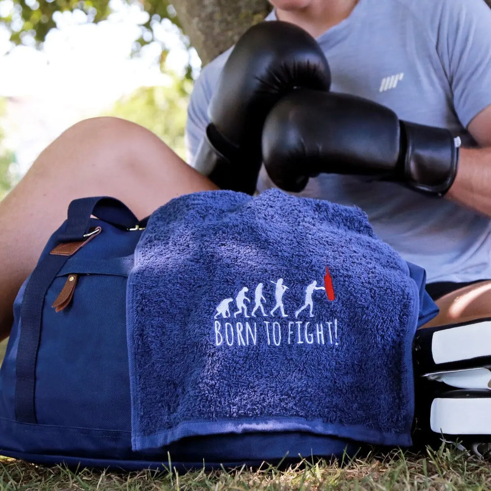 Born To Fight Gym Towel Gym Towel - Navy  