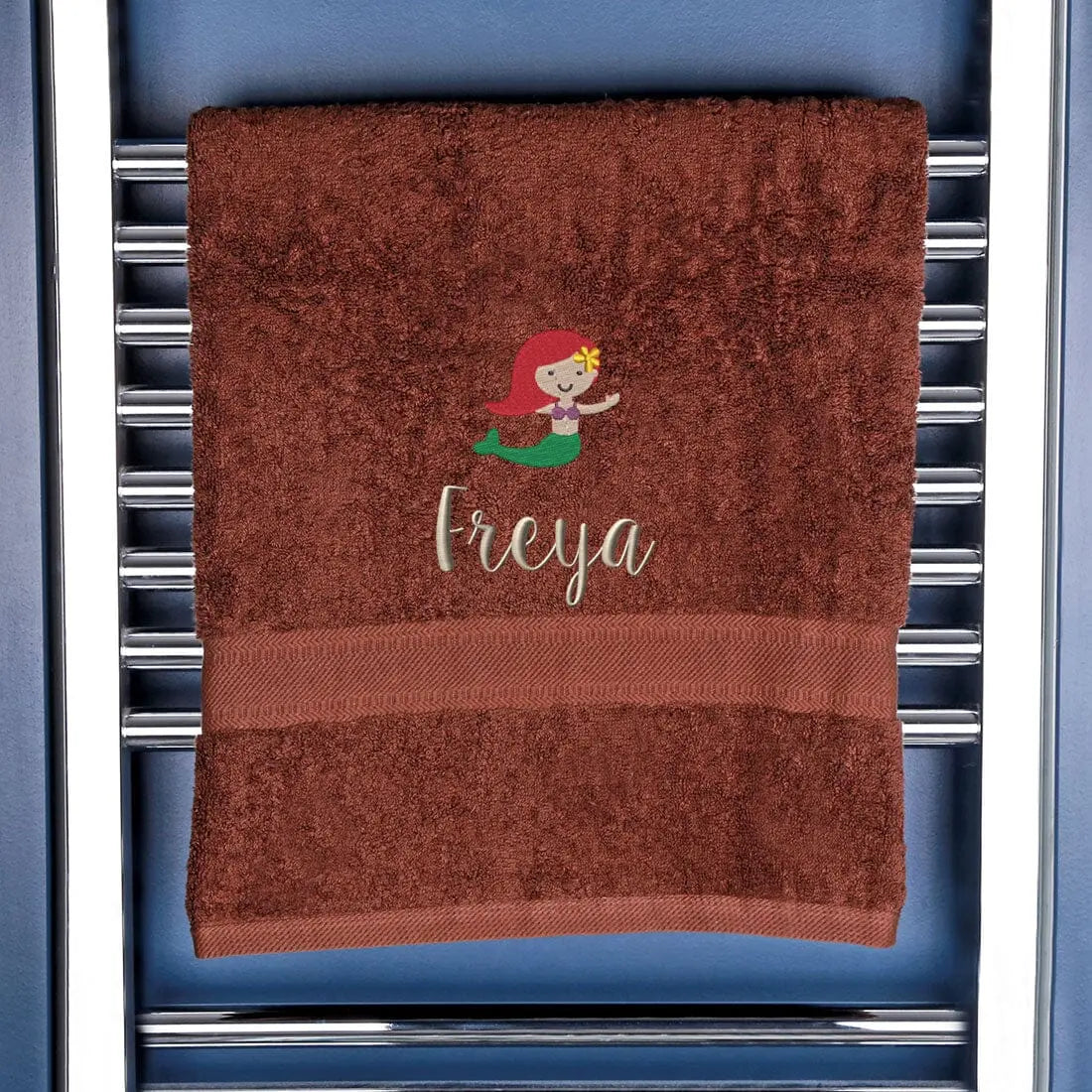 Children's Mermaid Logo Bath Towel Egyptian - Chocolate  