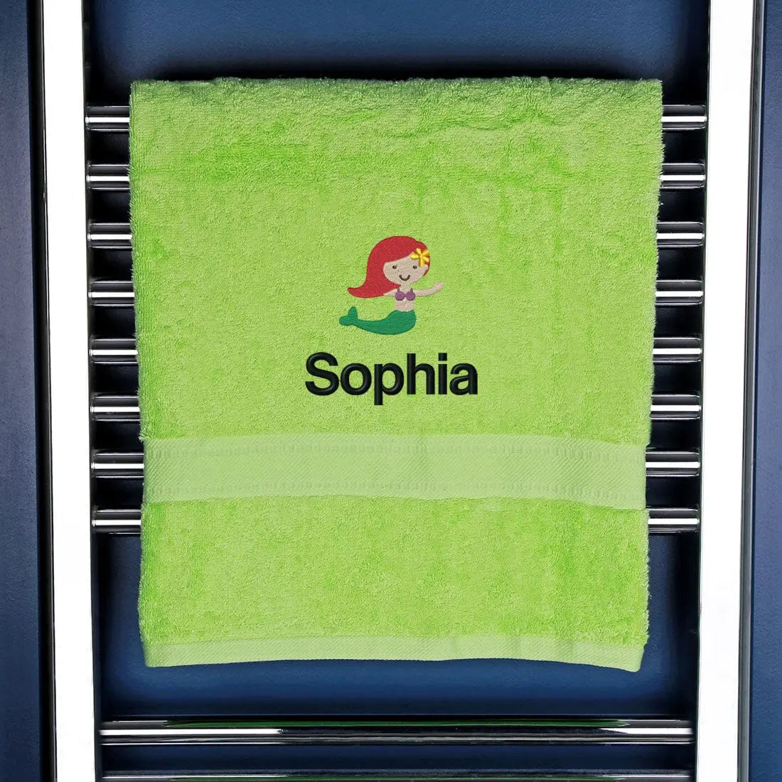 Children's Mermaid Logo Bath Towel Egyptian - Lime  