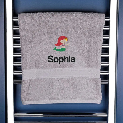 Children's Mermaid Logo Bath Towel Egyptian - Silver  
