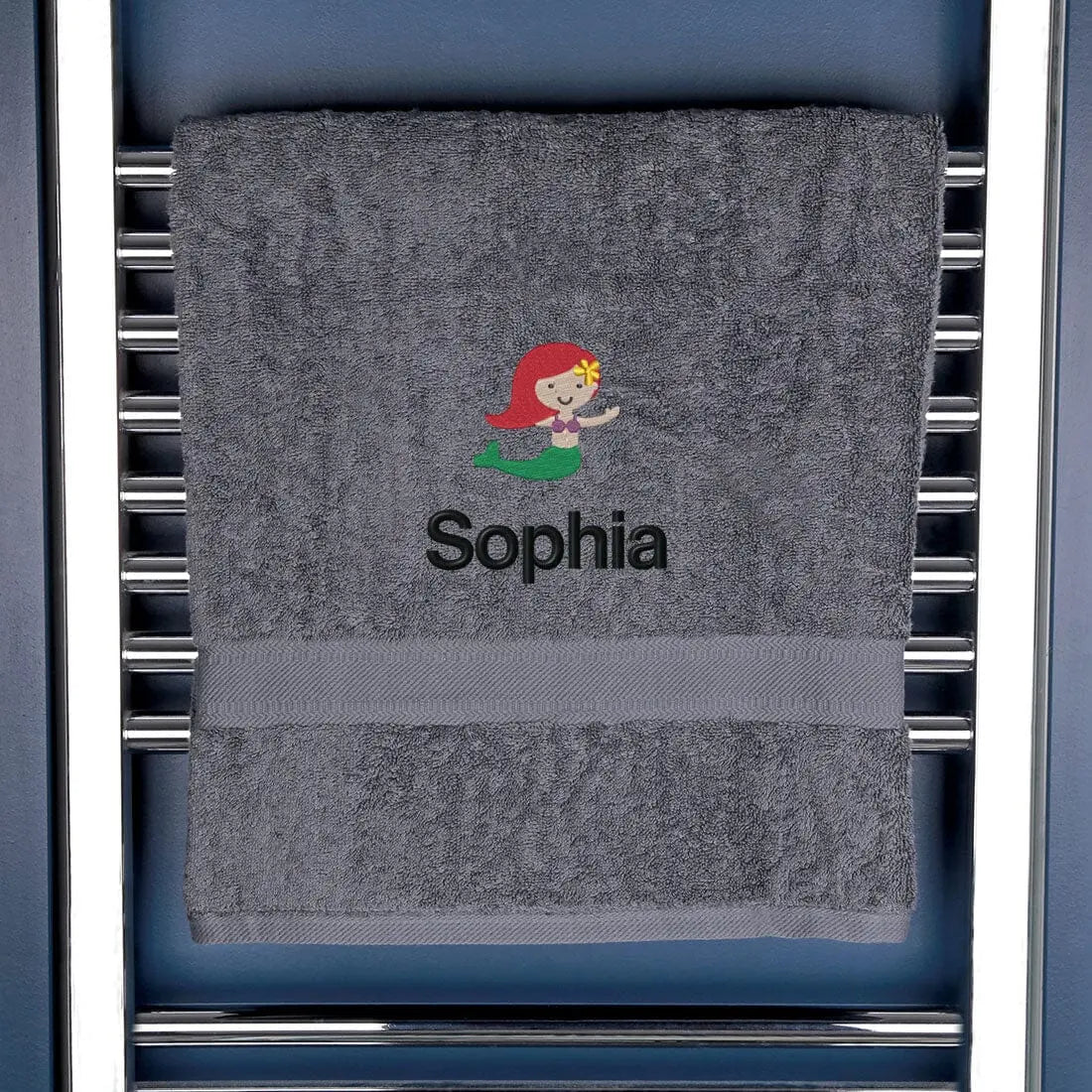 Children's Mermaid Logo Bath Towel Egyptian - Slate  