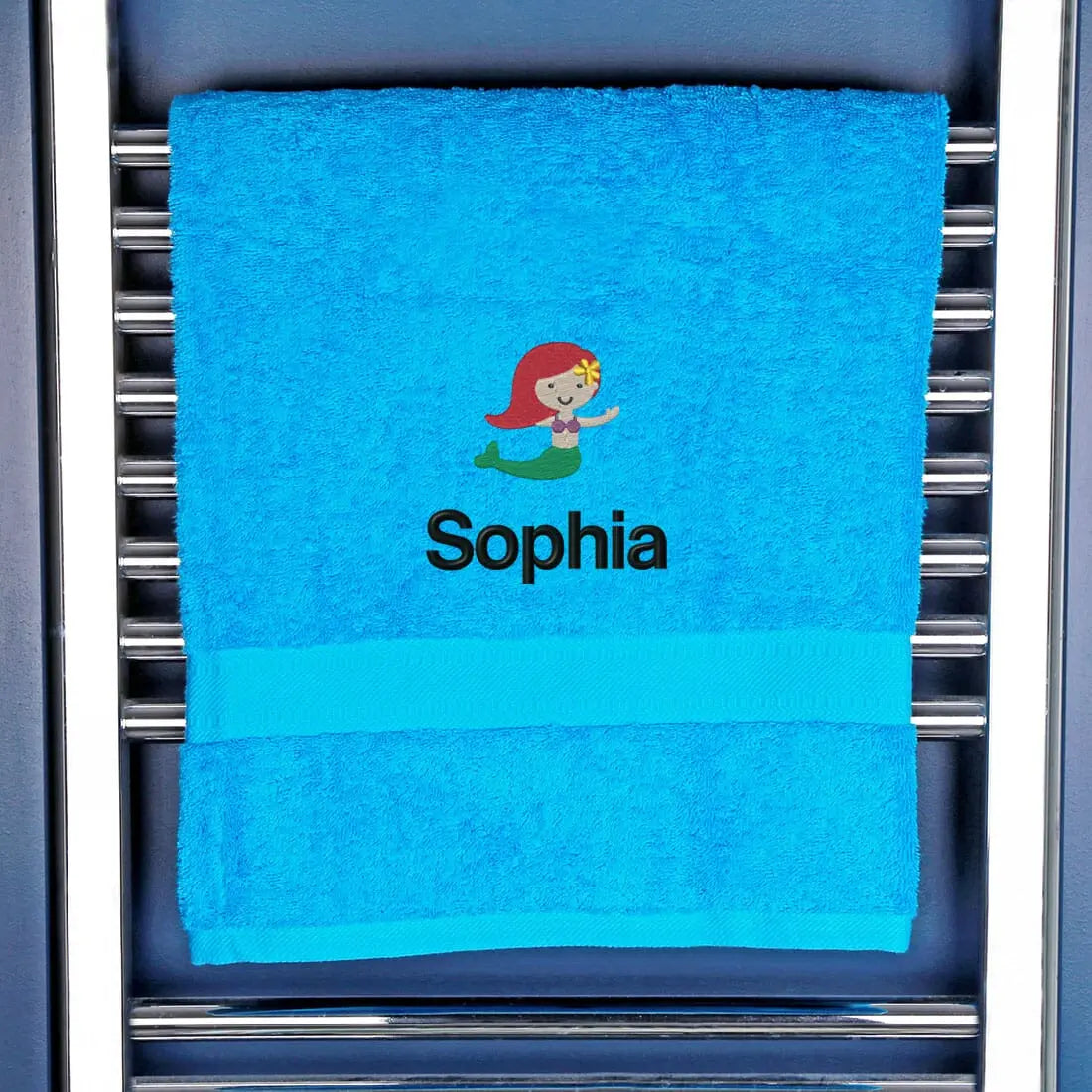Children's Mermaid Logo Bath Towel Egyptian - Turquoise  