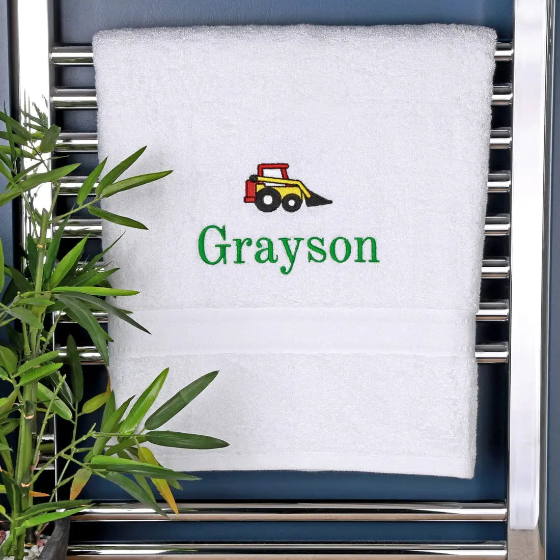 Children's Personalised Digger Bath Towel   