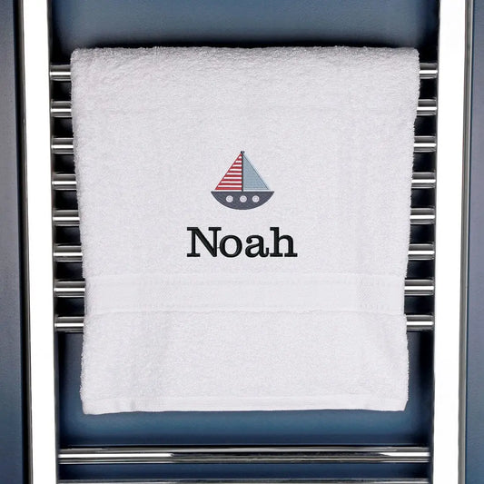 Children's Personalised Sailing Boat Bath Towel   