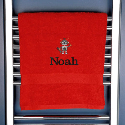 Children's Robot Bath Towel Egyptian - Red  