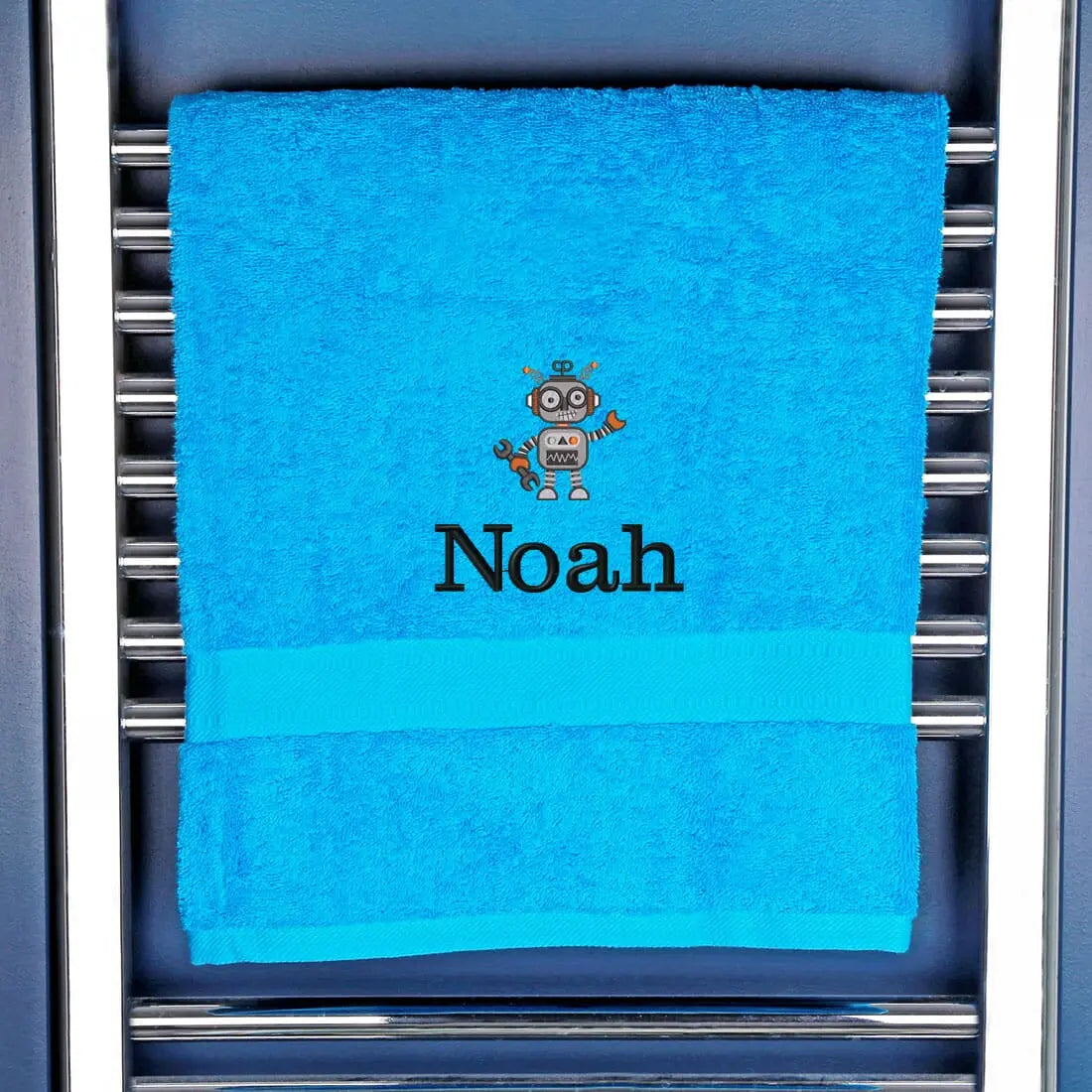 Children's Robot Bath Towel Egyptian - Turquoise  