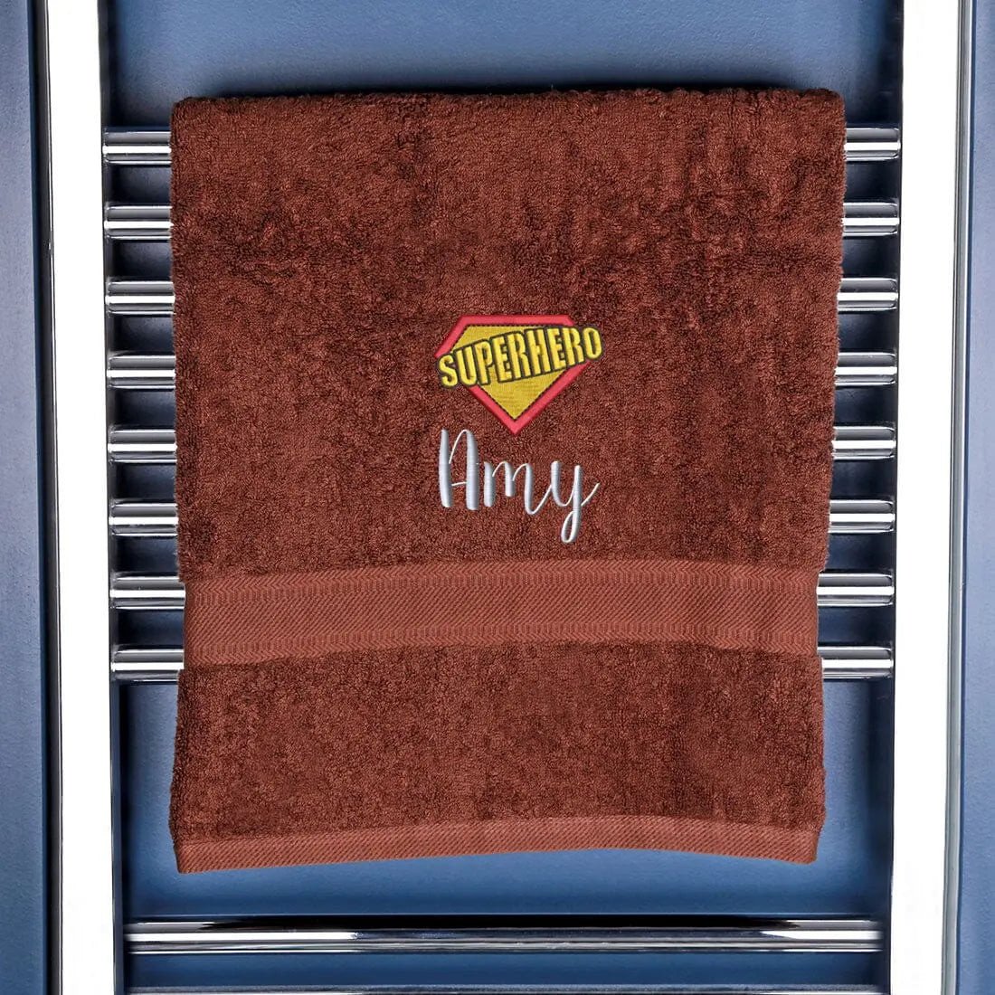 Children's Super Hero Logo Bath Towel Chocolate  