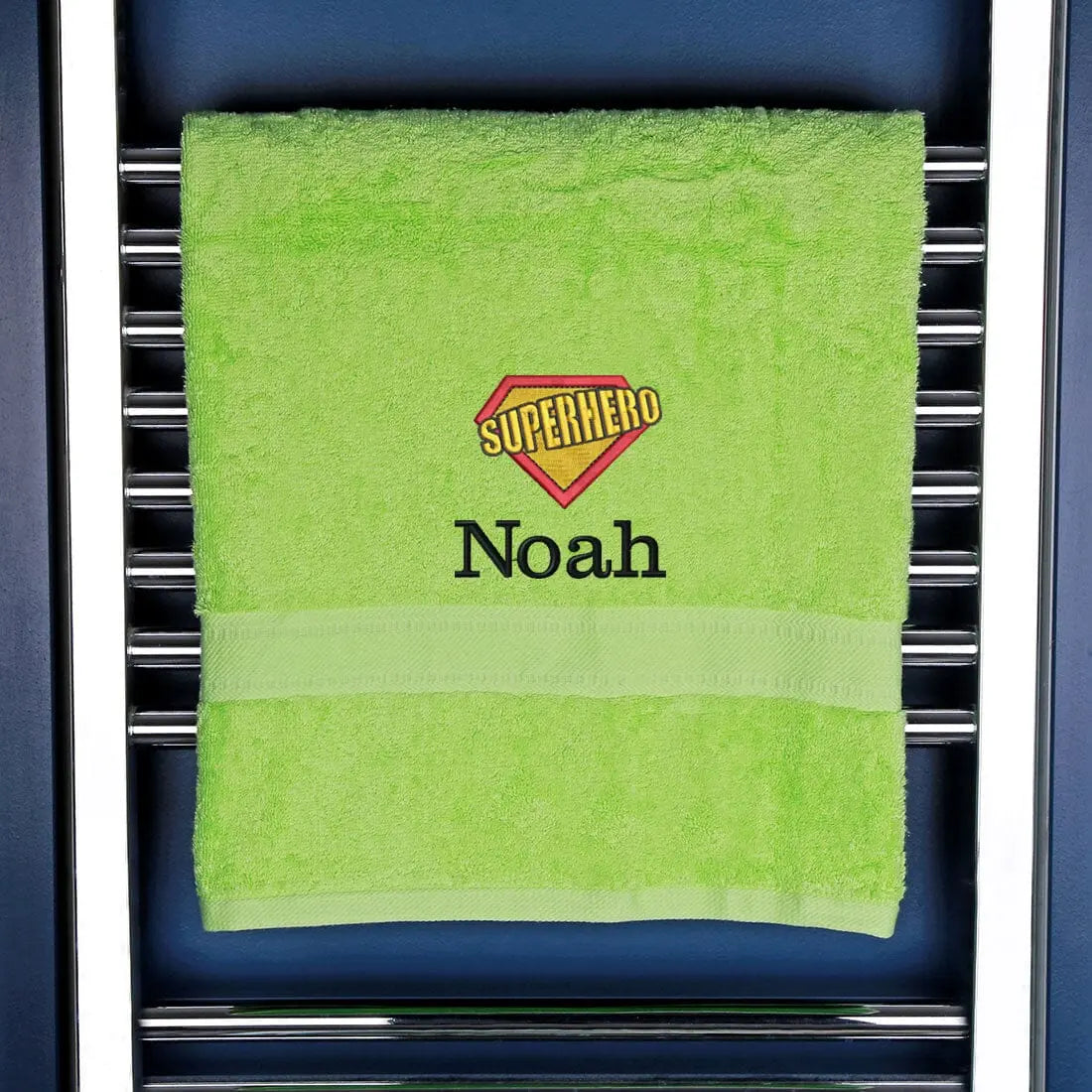 Children's Super Hero Logo Bath Towel Lime  