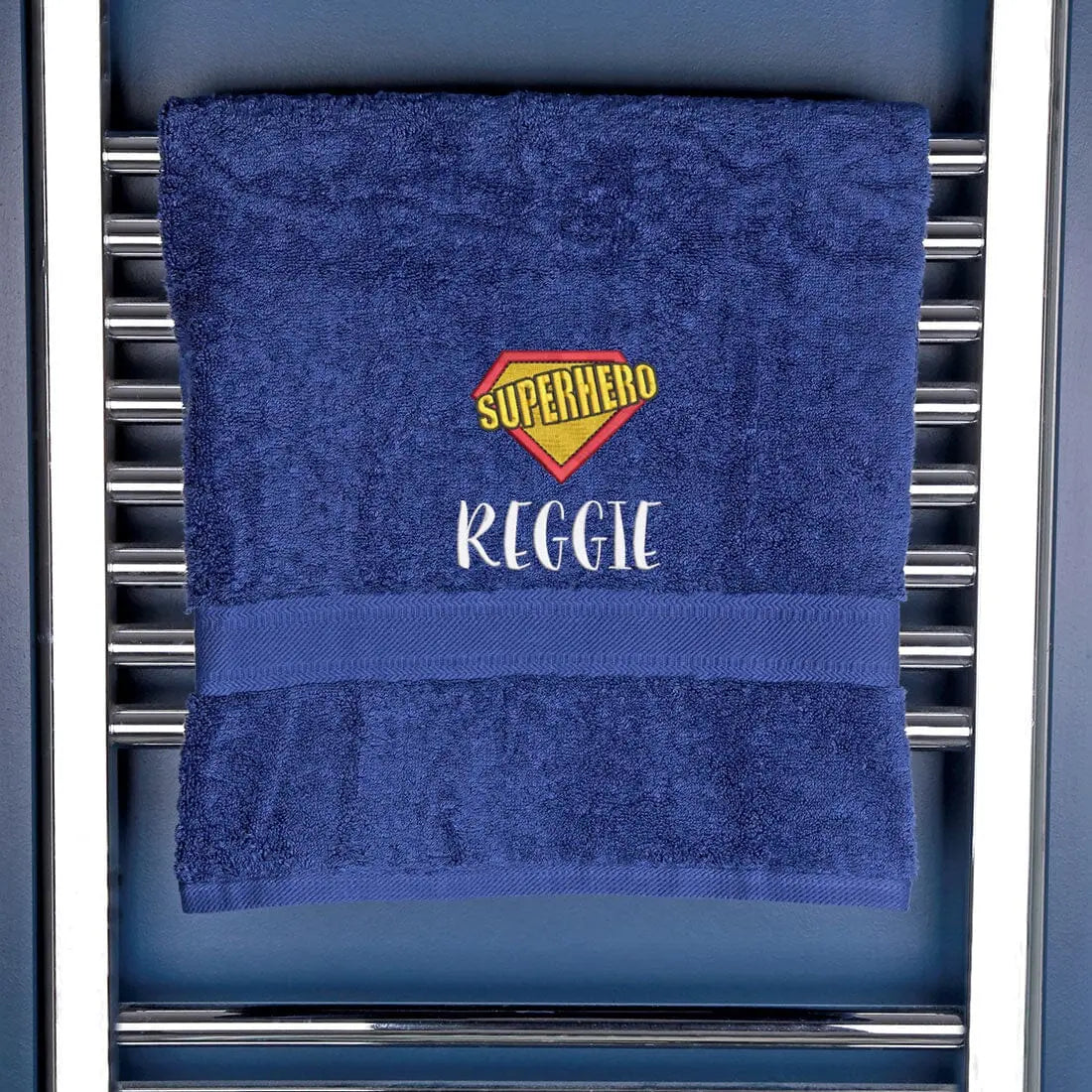 Children's Super Hero Logo Bath Towel Navy  