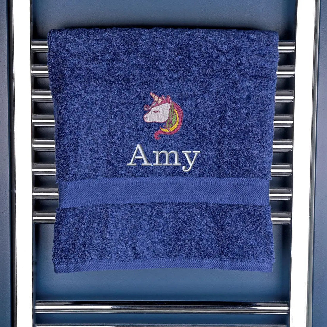 Children's Unicorn Bath Towel Egyptian - Navy  