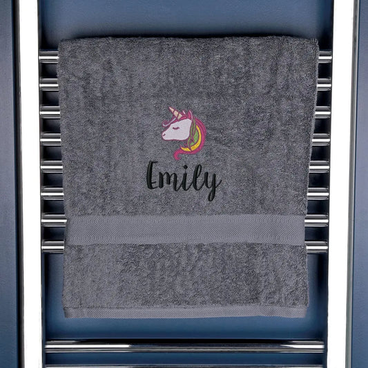 Children's Unicorn Bath Towel Egyptian - Slate  