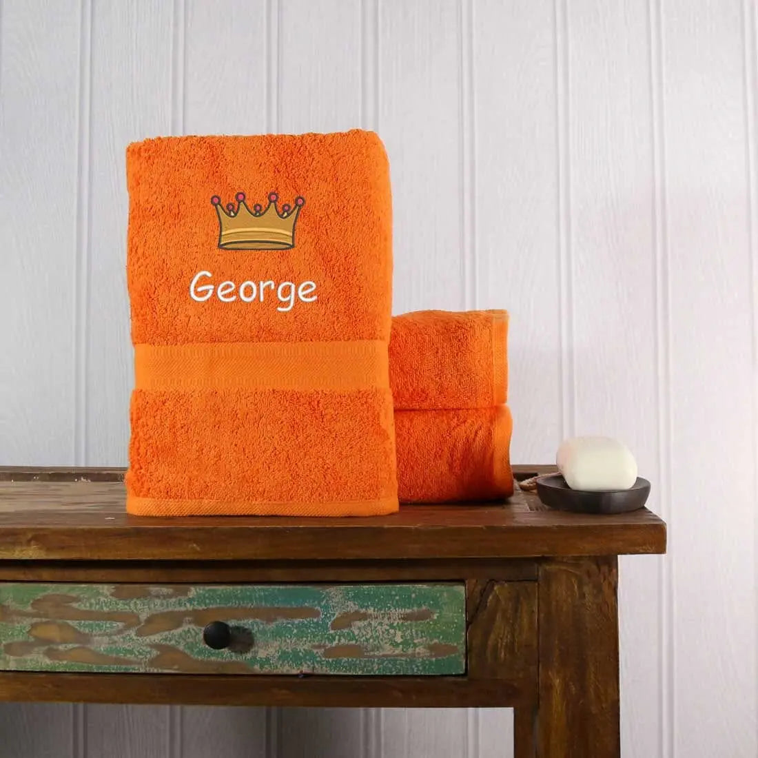 Crown Design Bath Towel Egyptian - Orange  