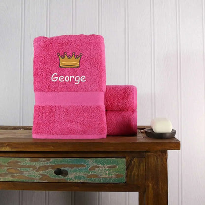 Crown Design Bath Towel Egyptian - Pink  