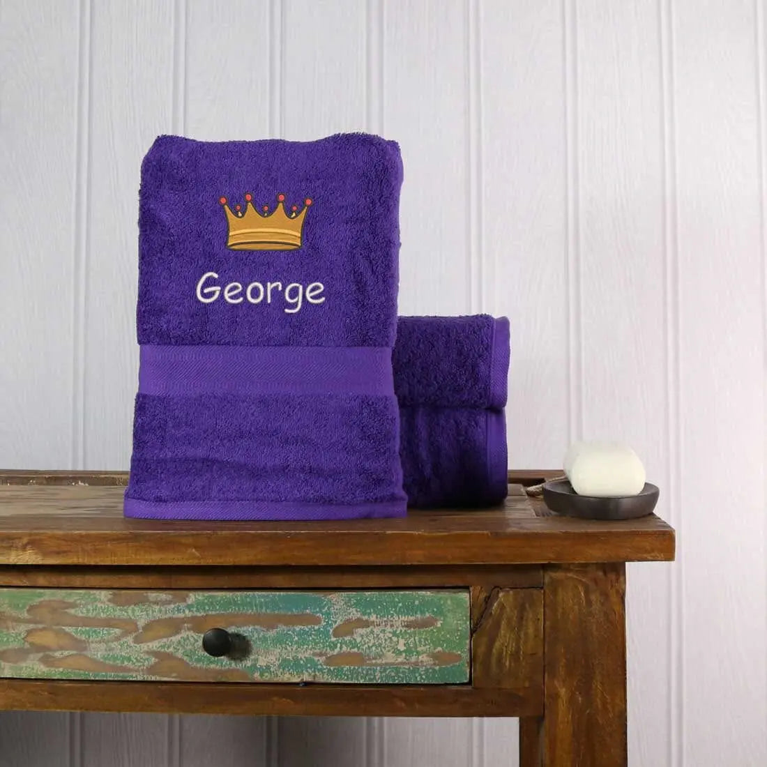 Crown Design Bath Towel Egyptian - Purple  