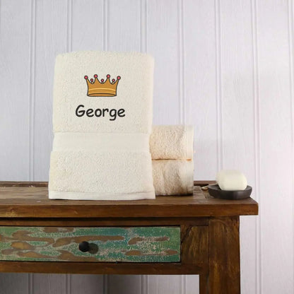 Crown Design Bath Towel Egyptian - Vanilla  
