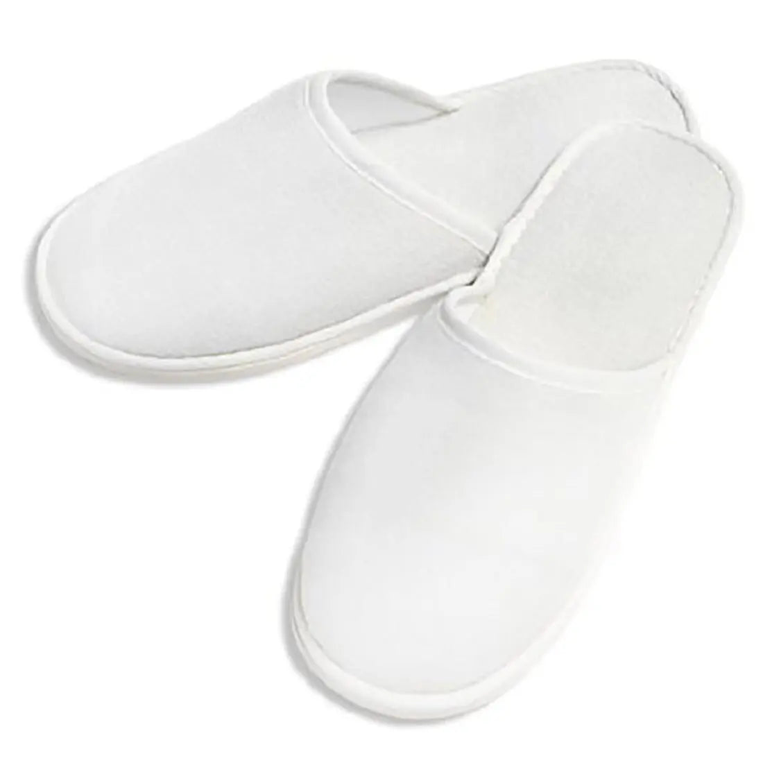 Disposable Towelling Slippers Velour, Closed Toe, White   