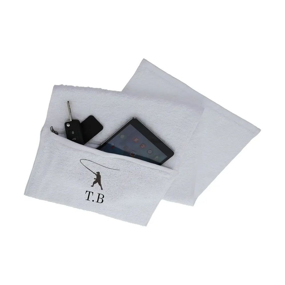 Fishing Towel With Zip Compartment Gym Towel - White  