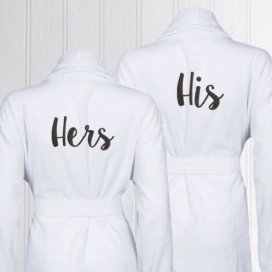 His And Hers Value Bathrobes Egyptian - White Choose Her Size - S Choose His Size - S
