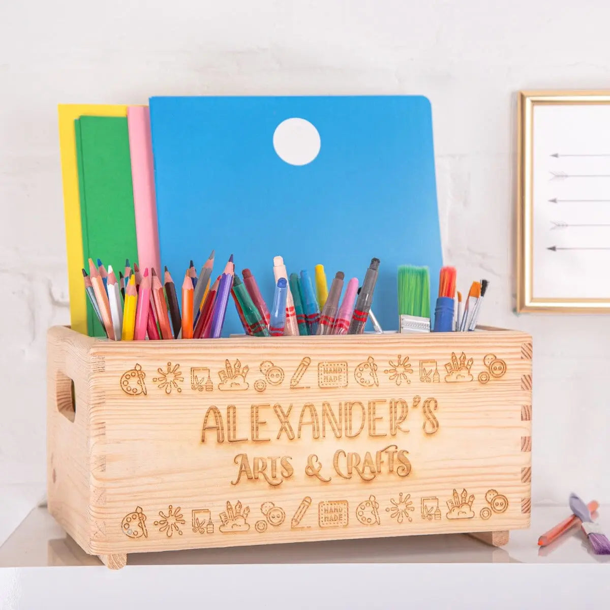 Personalised Arts And Crafts Wooden Storage Crate   