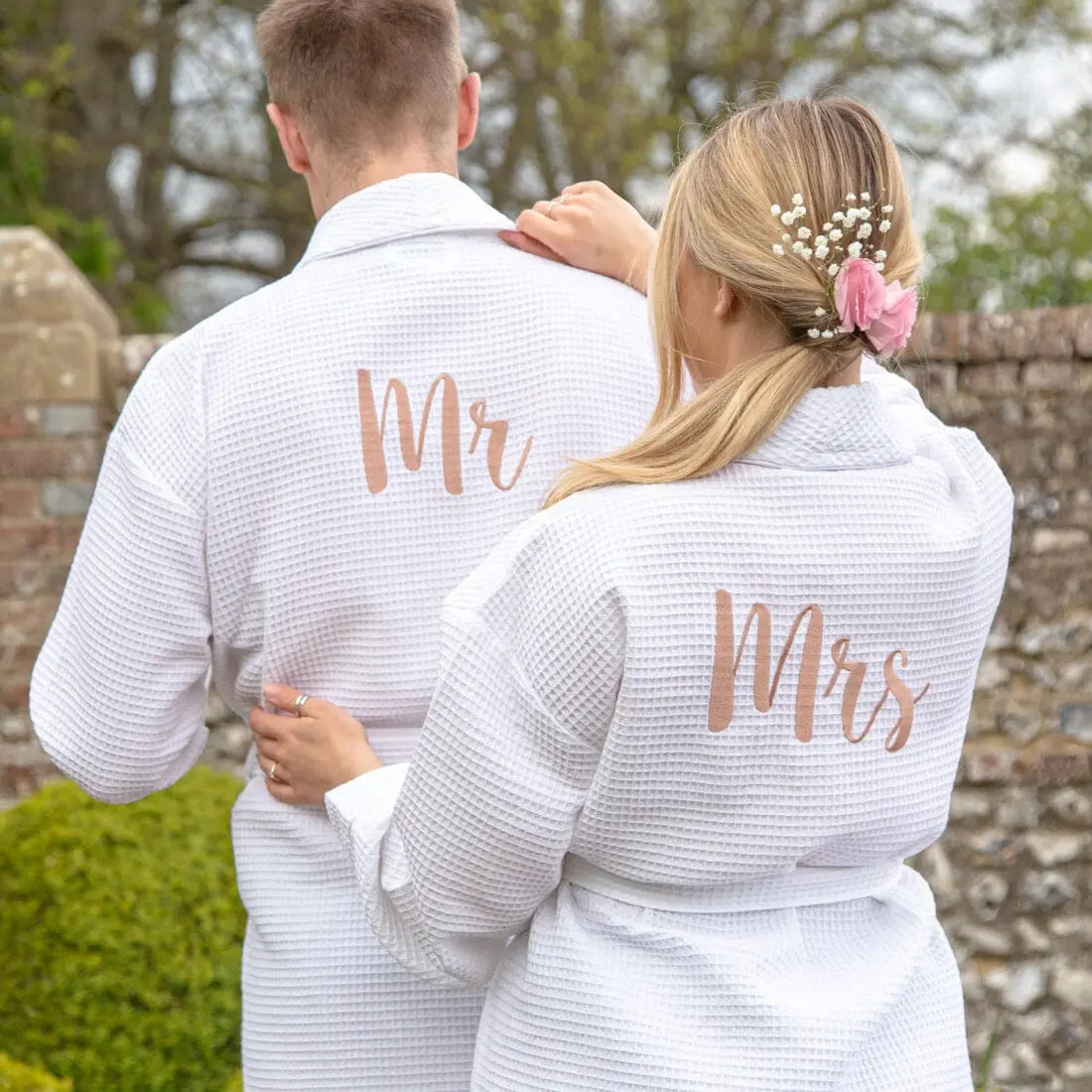 Personalised Back of Robe Aztex Shawl Collar Waffle Dressing Gown   