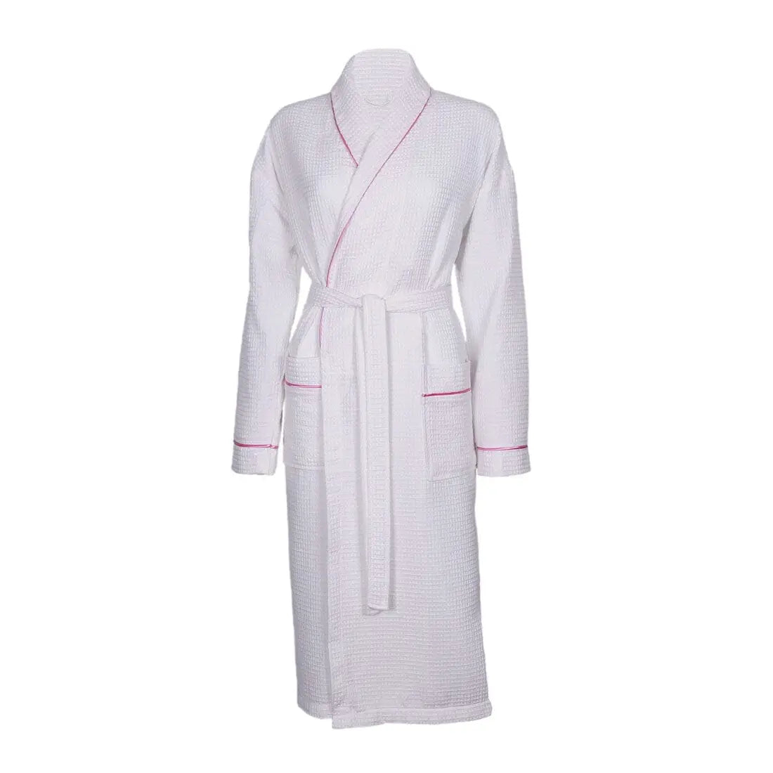Personalised Back of Robe Aztex Shawl Collar Waffle Dressing Gown Waffle Piping - Pink Small 