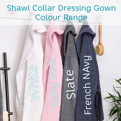 Personalised Back of Robe Cotton Shawl Collar Bathrobe 400gsm