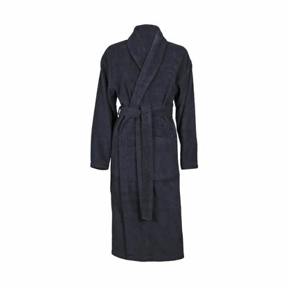Personalised Back of Robe Cotton Shawl Collar Bathrobe 400gsm Boutique - French Navy Small 