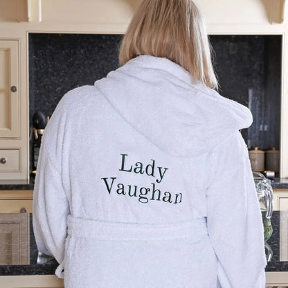 Personalised Back of Robe Egyptian Cotton Hooded Bathrobe   