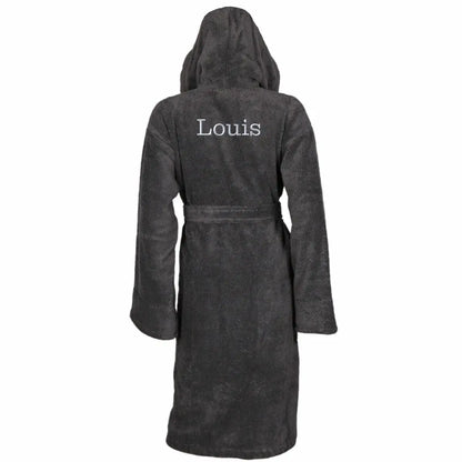 Personalised Back of Robe Egyptian Cotton Hooded Bathrobe   