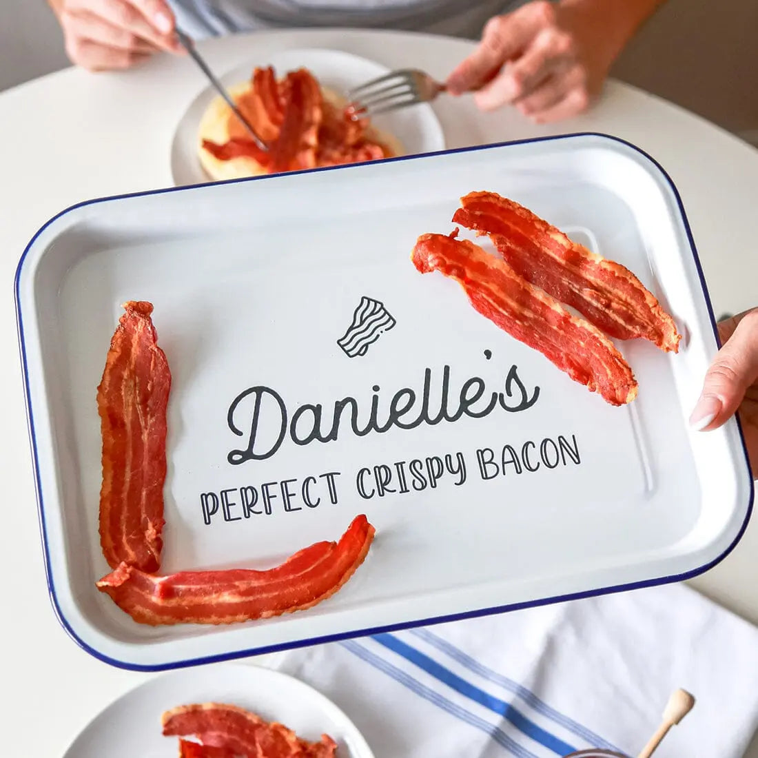Personalised Bacon Enamel Baking Tray   