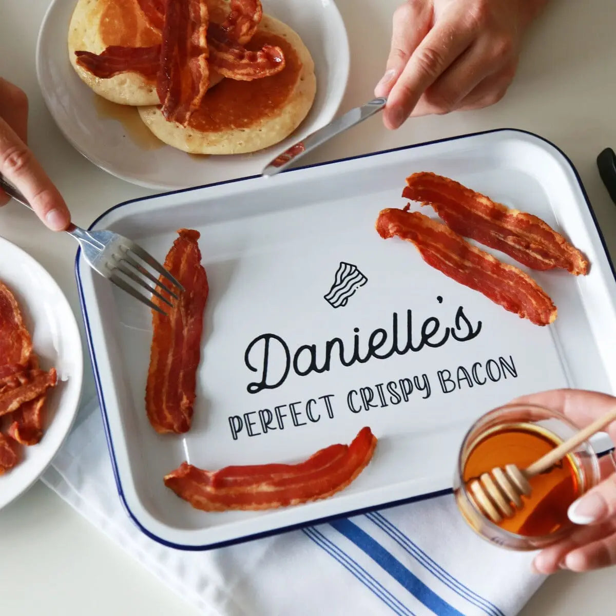 Personalised Bacon Enamel Baking Tray   