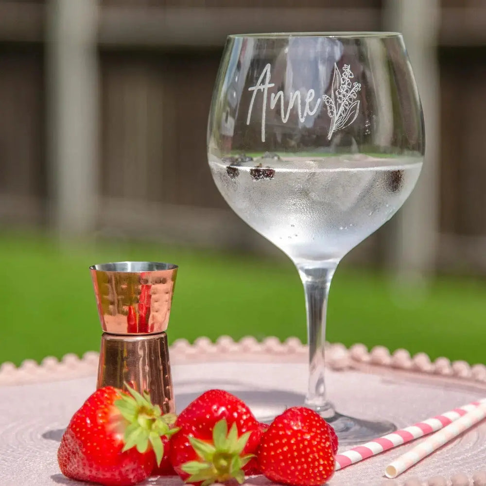 Personalised Birth Flower Gin Glass   