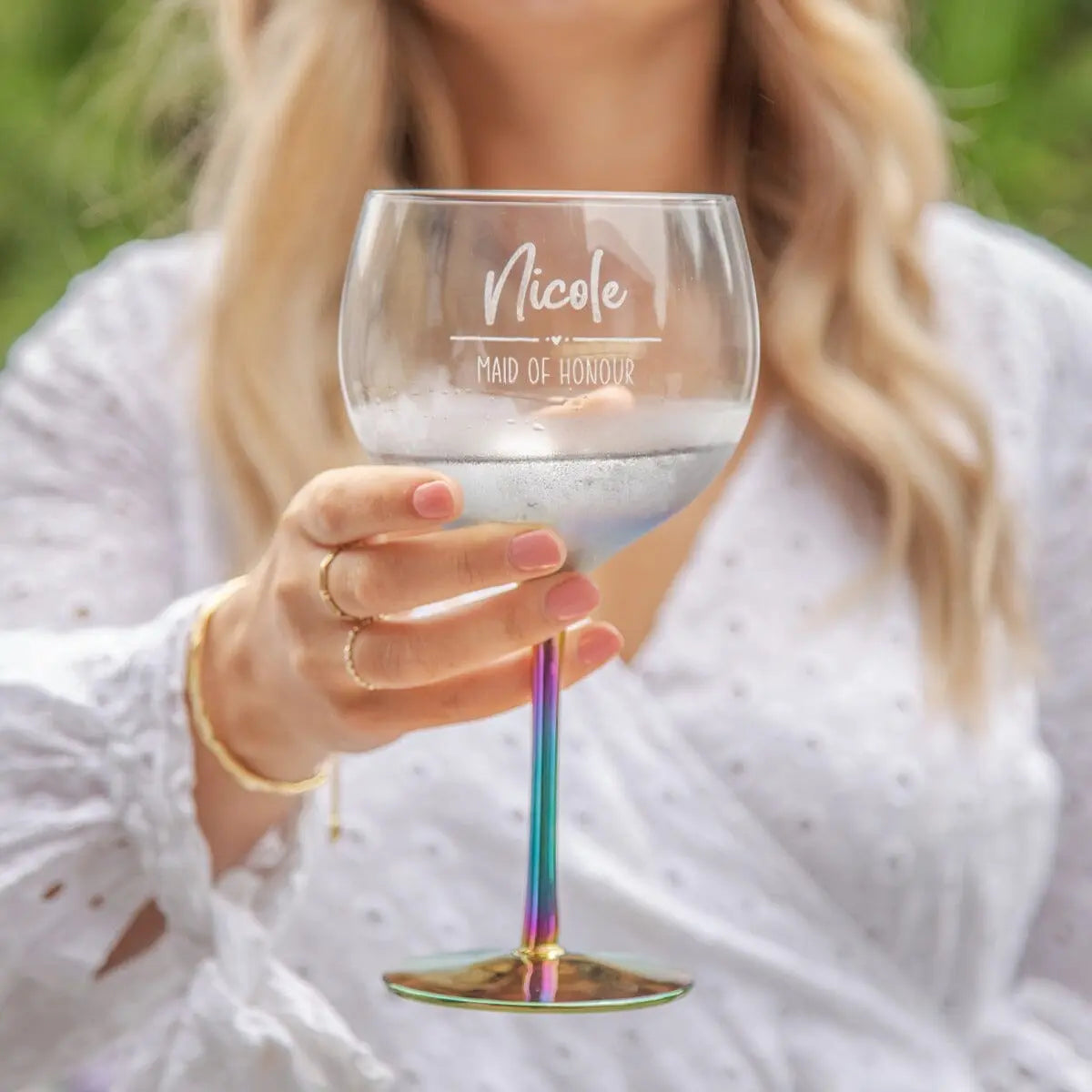 Personalised Bridal Party Metallic Gin Glass   