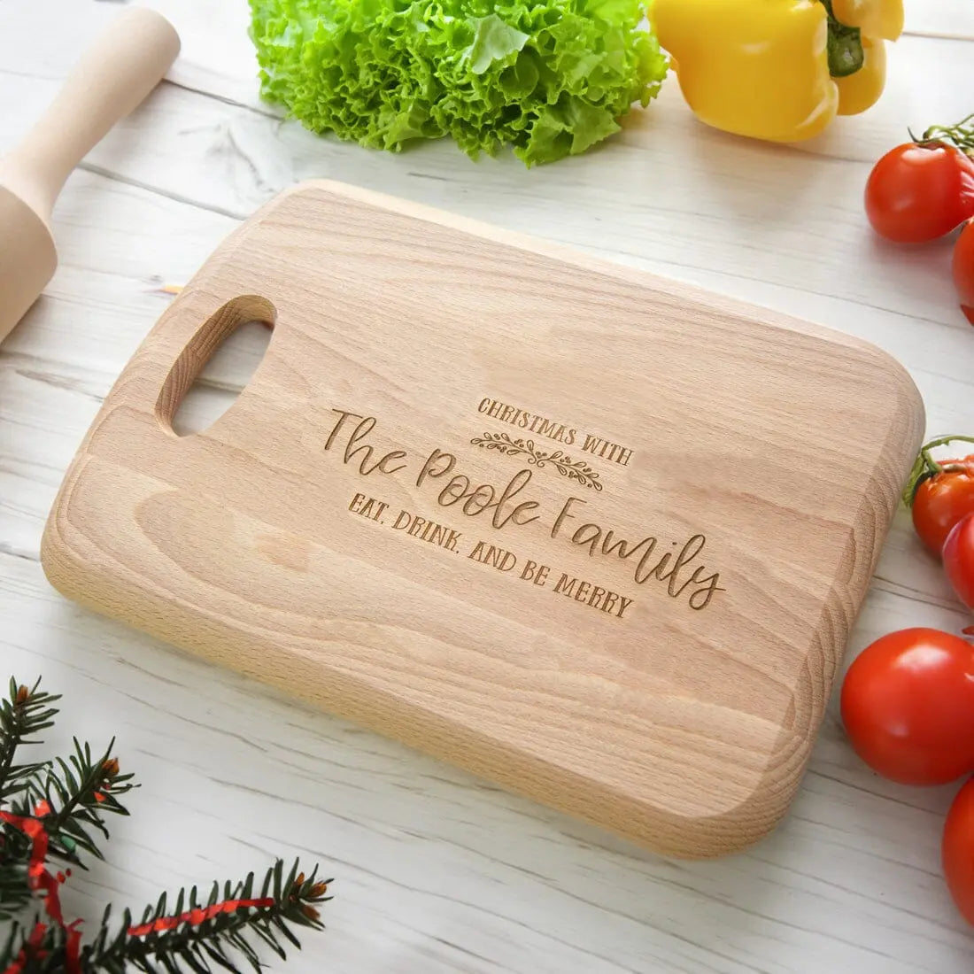 Personalised Christmas Beech Serving Board