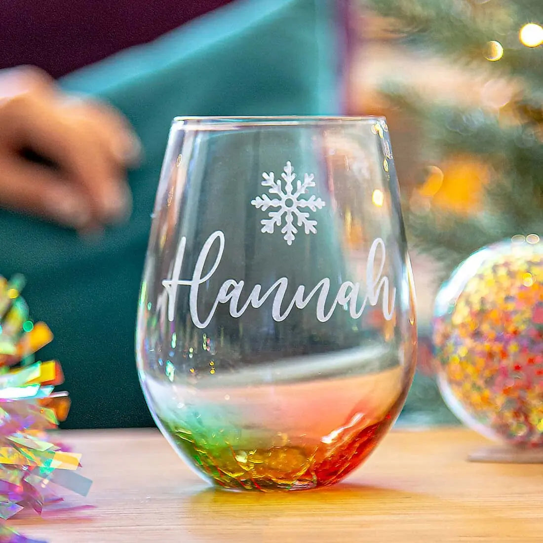 Personalised Christmas Rainbow Cocktail Glass Tumbler   