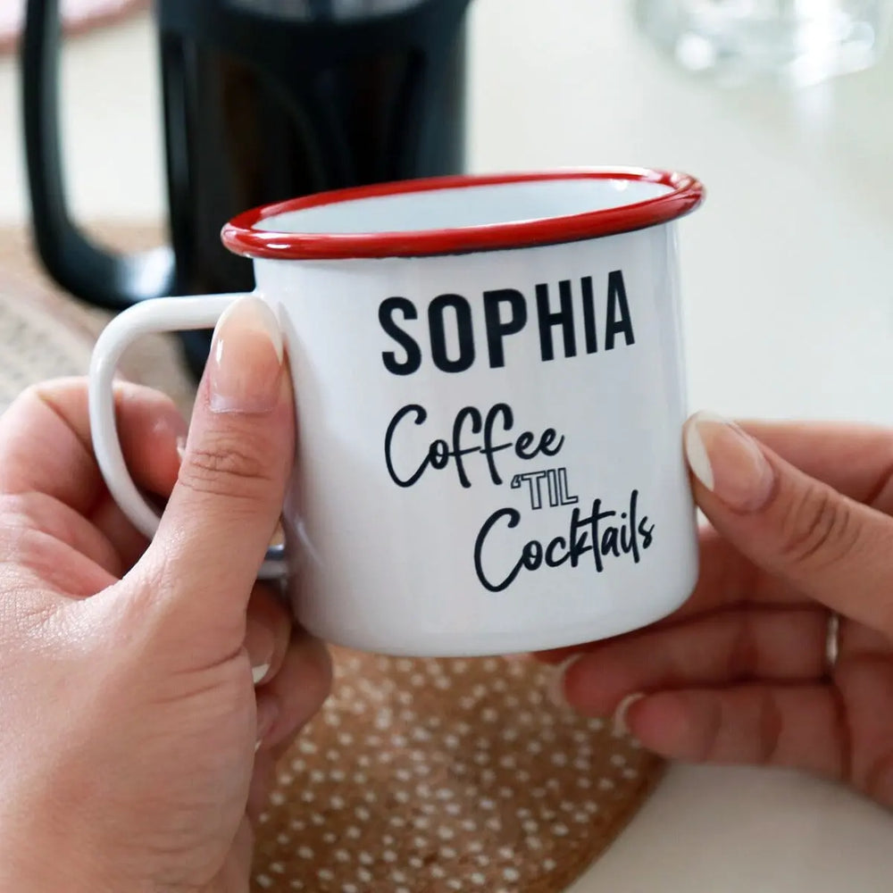Personalised Coffee Enamel Mug   