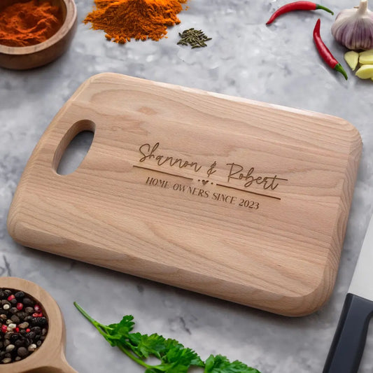 Personalised Couples Beech Serving Board