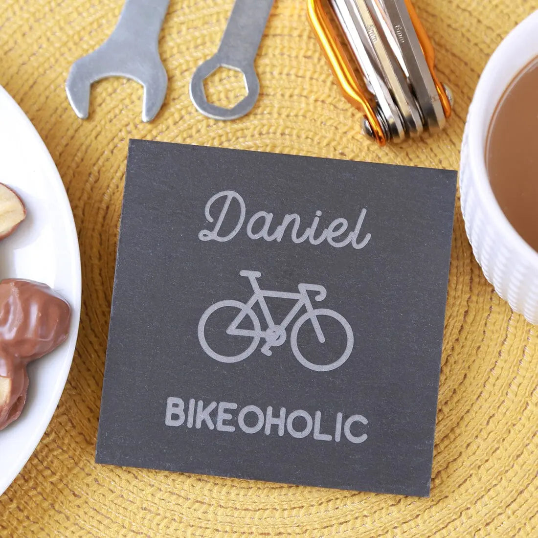 Personalised Cycling Lover Slate Coaster   