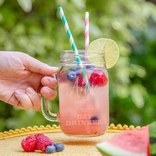 Personalised Day Drinks Glass Cocktail Jar   