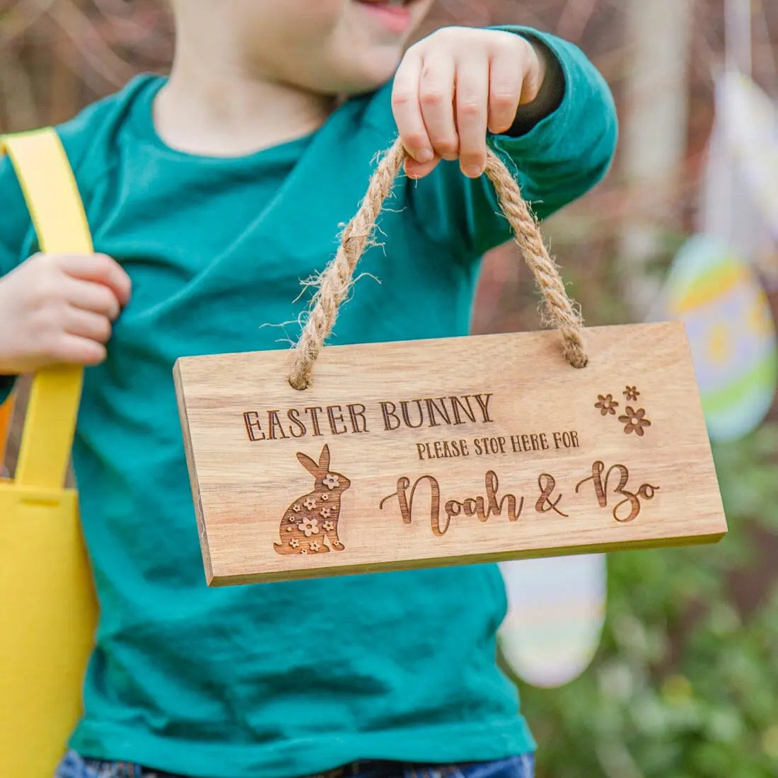 Personalised Easter Bunny Wooden Sign   
