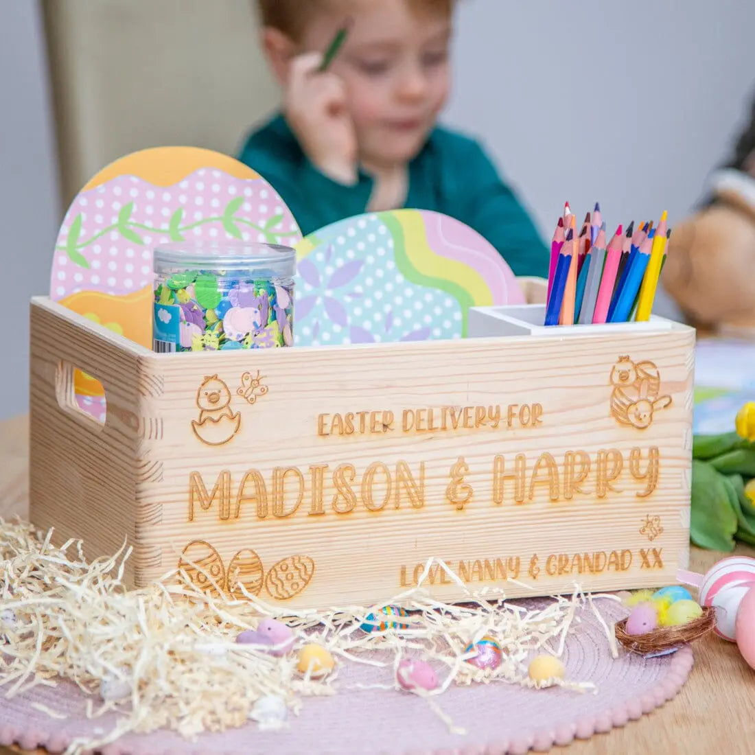 Personalised Easter Delivery Wooden Crate   
