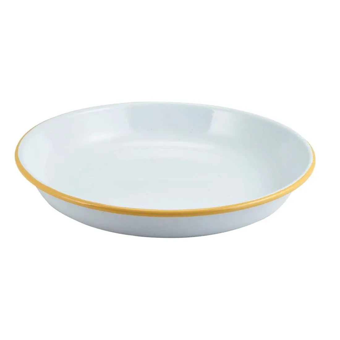 Personalised Enamel Pasta Bowl Enamel - White with Yellow Rim  