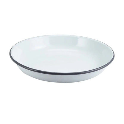 Personalised Favourite Food Enamel Bowl Enamel - White with Grey Rim  