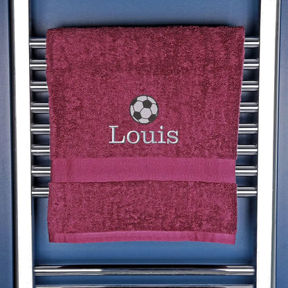 Personalised Football Bath Towel Egyptian - Aubergine  