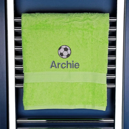 Personalised Football Bath Towel Egyptian - Lime  