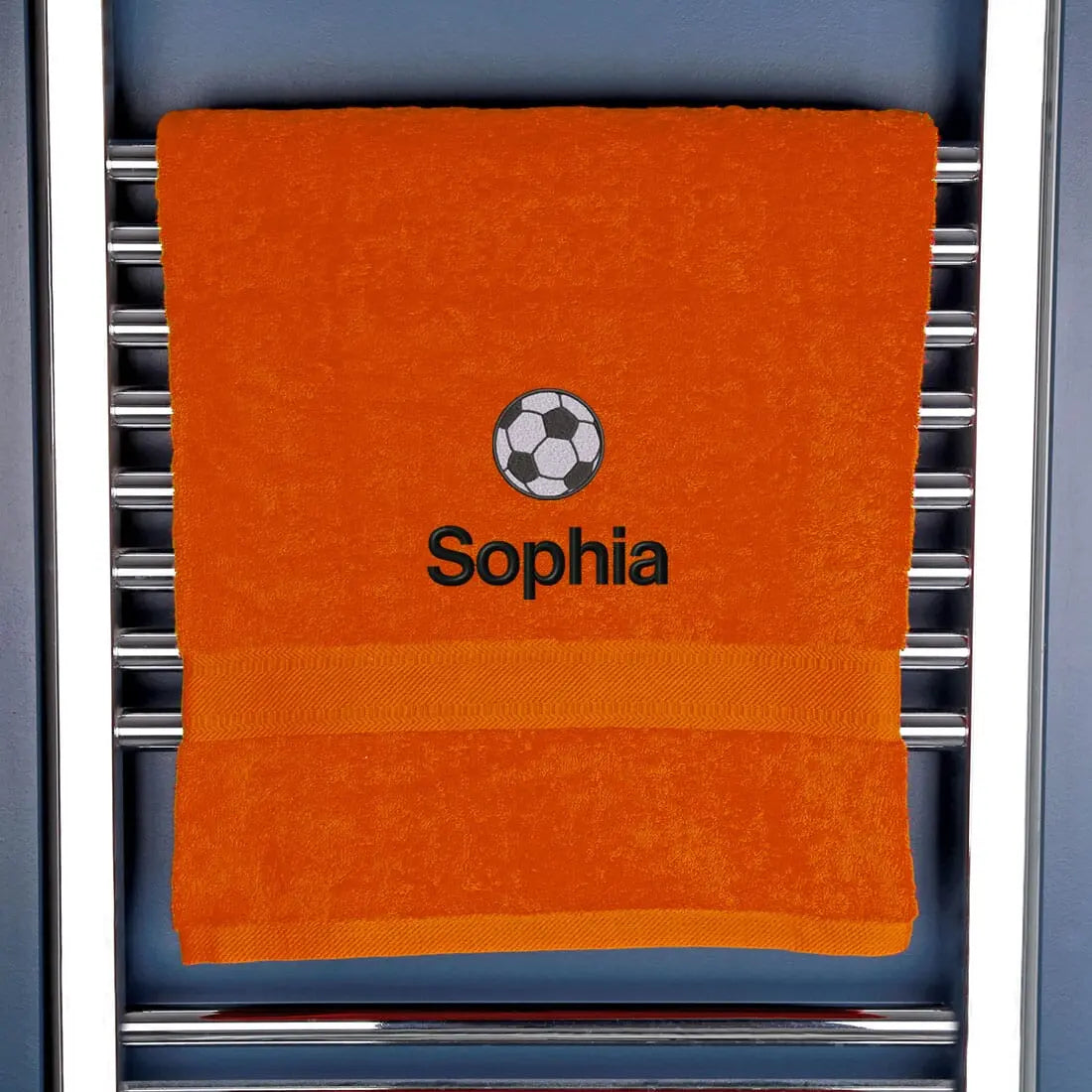 Personalised Football Bath Towel Egyptian - Orange  