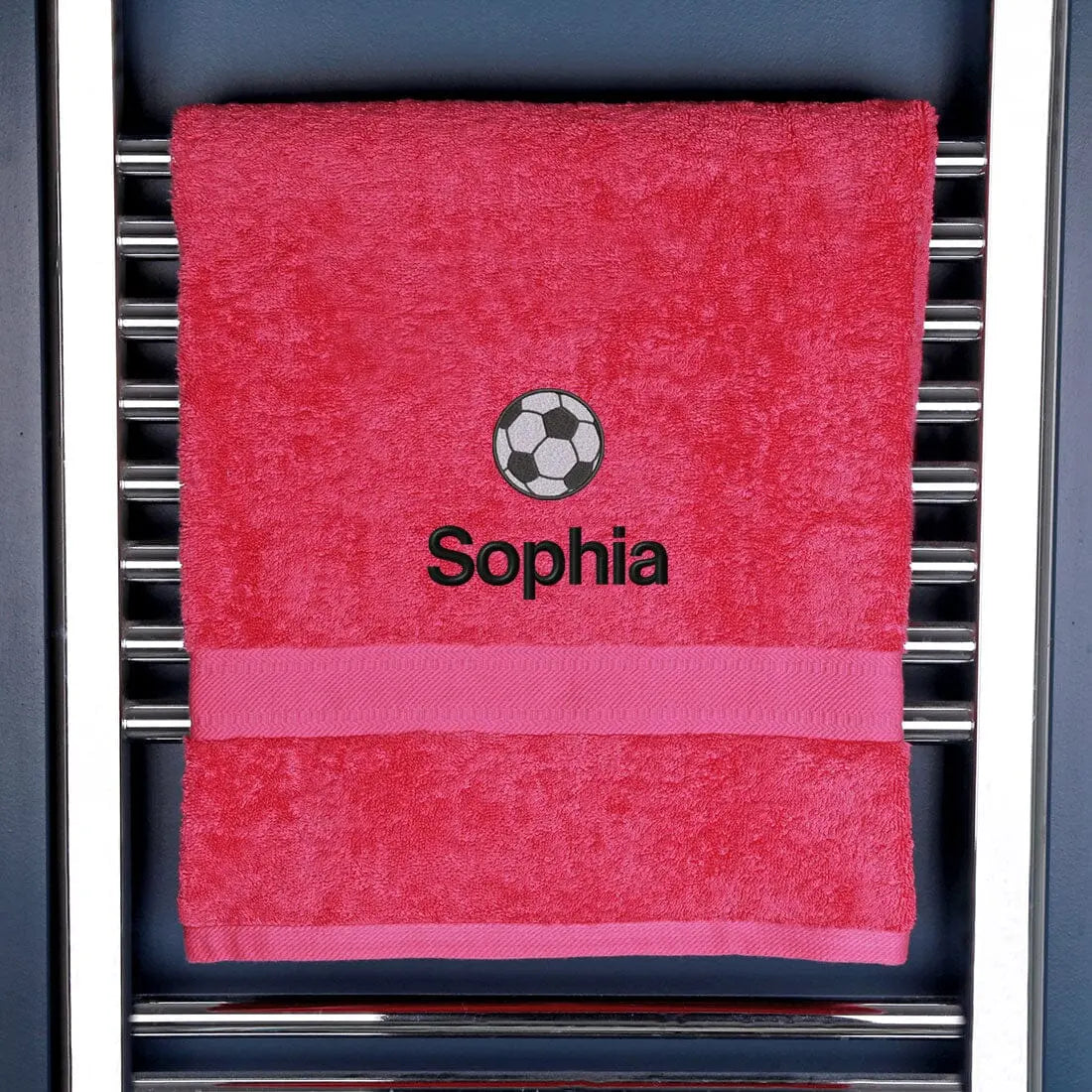 Personalised Football Bath Towel Egyptian - Pink  